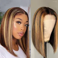 Evidenzia Bob Wig Hair Human Hair Brasilian Ombre Lace Closure 4x1 T Parte Short for Women