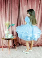 Girl Dresses Blue Tulle Baby Party Puffy Layers Skirt Kid Birthday Dress Christmas Robe De Princesse