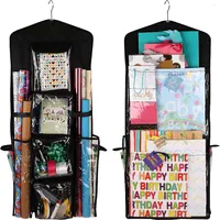 Storage Bags Hanging Double Sided Wrapping Paper Organizer With Multiple Pockets Your Gift Wrap Bows Ribbons Fits 40In PVC Bag