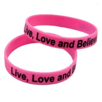 Bangle Live Love and Belief em uma cura de pulseiras de silicone logotipo impresso rosa