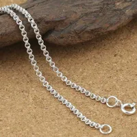 Pendant s Pure 2mm Thick Double Round Circle Chain Necklace Sterling 925 Silver 0206