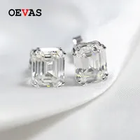 Stud OEVAS Classic 925 Sterling Silver High Carbon Gemstone Diamonds Earrings Ear Studs Wedding Bride Fine Jewelry Gifts Wholesale 230208
