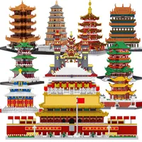 Blocks Micro Bricks Mini Blocks Architecture Sets Model Building Kit Kids Toy Expert Yellow Crane Tower Great Wall Of China Chinoiserie 0208