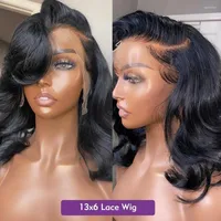 13x6 Body Wave Lace Front Bob Wig 180% 13x4 Human Hair Wigs Brazilian Remy T Part Short Water 4x4 Closure