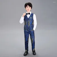 Men's Suits 2023 Children's Vest Three-piece Suit British Boy Flower Girl Dress Costume Casual Party Mens Blazer
