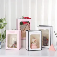 Wrap New Window Transparent Tote Creative Flower Bag Box Rose Bouquet Cake Gift Packaging Wedding Baby Party 0207
