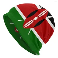 Berets Winter Warm Kenya Flag Bonnet Homme Slouchy Beanie Hat Hip Hop Kenyan Patriotic Ski Skullies Beanies Cap For Men Women