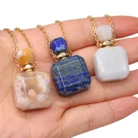 Pendant Necklaces Charms Crystal Perfume Bottle Jewelry Necklace Stainless Steel Lapis Lazuli For Women Reiki Heal NecklacePendant