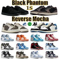 Classic 1s Basketball Shoes TS 1 Lows Black Phantom Jumpman OG Trainers Reverse Mocha High Bred Patent University Blue Denim Starfish OW Unc