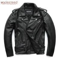 Men's Leather Faux Leather MAPLESTEED Classical Motorcycle Jackets Men Leather Jacket 100% Natural Cowhide Thick Moto Jacket Winter Sleeve 61-67cm 6XL M192 230207