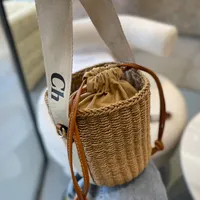  Shoulder Bag Designer Woody Beach Bags Women Basket Straw Tote Fashion Brand Bucket Bag Luxury Womens Handbags Cross Body 2 Style