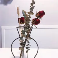 Вазы EW Европейский стиль железной проводной вазы искусственные сушеные цветочные аксессуары