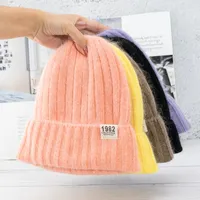Berets Candy Colors Winter Hat Women Knitted Warm Soft Trendy Kpop Style Wool Beanie Elegant All-match
