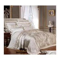 Bedding Sets Luxury European Silk Cotton Blend Linens Jacquard Queen King Duvet Er Sheet Pillowcases T200706 Drop Delivery Home Gard Dhorf