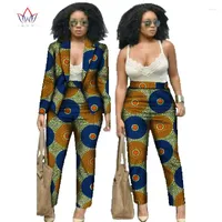 Ethnic Clothing Autumn African Print 2 Piece Set For Women Spring Dashiki Pant And Crop Top Bazin Riche Lady WY019