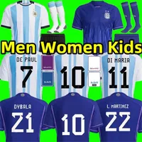 2022 Arjantin Futbol Formaları 22 23 J. Alvarez Dybala di Maria Lautaro Martinez Maradona Enzo Milli Takım Evde Futbol Gömlek Erkek Kadın Çocuk Kitleri Jersey