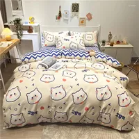 Bedding Sets Simple Style Cotton Four-piece Set Pure Thick Bed Sheet Quilt Cover Fresh And Lovely Frosted Dormitory