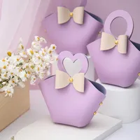 Wrap 5Pcs Wedding Cute Bow Gift Bag for Baby Shower Paper Chocolate Candy Box Birthday Party Decoration 0207