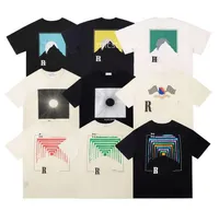 여름 남성 티셔츠 여성 Rhudes 디자이너 남성 탑 레터 폴로 폴로 자수 Tshirts 의류 짧은 슬리브 Tshirt 큰 티