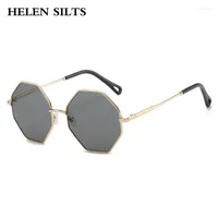 Sunglasses Fashion Polygon Women Brand Design Vintage Square Sun Glasses For Female Shades Metal Irregular Eyeglasses UV400