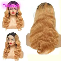 Yirubeauty 1B 27 Ombre Color 13X4 Lace Front Wig Body Wave Brazilian Human Hair 10-32inch 150% 180% 210% Density Free Part