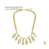 Anh￤nger Halsketten Neoglory Kristall Strasshalskette Bl￤tter exquisites Design Frauen trendy mit Kristallen aus Drop Deli DHTab verziert