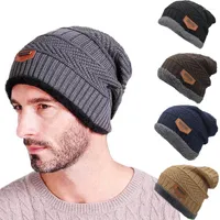 Berets Beanies Men Winter Hat Women Knitted Hats For Cap Beanie Caps Gorro Thick Warm Brimless Fur Bonnet Men's