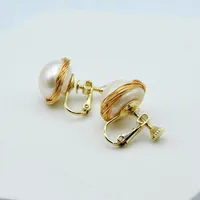 Dangle Earrings Women's Pearl Ear Clips Handmade Natural Baroque Pearls Golden Pierced Jewelry