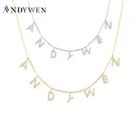 Pendant Necklaces ANDYWEN 925 Sterling Silver Gold Personalized Name Necklace Alpahbet Birthday Gift Valentiens European Initial Jewelry 230207