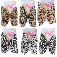 NEW jojo swia 8 inch Large Leopard Bowknot print Ribbon hair Bows With Clips For Kids Girls Boutique Hair Clips Hair Accessories 83115