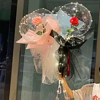 Palloncino rosa bouquet novit￠ illuminazione bobo pallone set da matrimonio palloncini a bolle con luci a corda per femminile femminile di San Valentino Anniversario di San Valentino Crestech