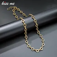 Chokers kissme Retro Chains Necklaces For Women Handmade Vintage Gold Color Metal Alloy Chokers Necklaces Fashion Jewelry Wholesale 230207