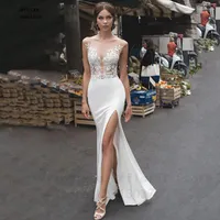 Wedding Dress Sexy Mermaid Dresses 2023 Lace Side Split Gowns Boho Backless Bride Vestido De Noiva Plus Size Women