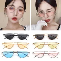 Sunglasses 2023 Cat Eye Design Women Metal Triangle Sun Glasses Fashion Lady Shades UV400 Eyewear Trendy Streetwear
