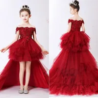 Girl Dresses Flower Beading Ball Elegant Lace Princess Kids Pageant Gown For Weddings First Communion Dress