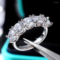 Wedding Rings Fashion Round Row Zircon Female Proposal Ring European And American Engagement Party Prom Gift Jewelry