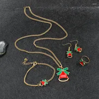 Pendant Necklaces Cute Christmas Bell Necklace Exquisite 4 Piece Fashion Perfect Set Dress Up Beautiful Jewelry