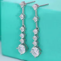 Stud Serenity Day D Color 3 Carat a Pair Diamond Earrings Women's Long Tassel Earrings Light luxury Niche for Wholesale 230208