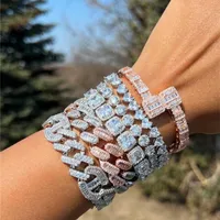 Iced Out Heart Cut Tennis Bracelet Gold Plated Hip Hop Luxury Jewelry for Women Cz Icy Baguette Diamond Cuban Link Bracelets