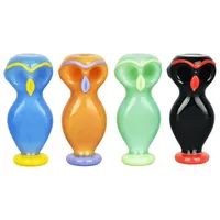 Colorful Owl Style Pyrex Thick Glass Pipes Dry Herb Tobacco Double Spoon Bowl Filter Oil Rigs Handpipes Handmade Portable Bong Smoking Cigarette Holder Tube DHL