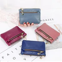 Storage Bags PU Leather Coin Purses Women's Small Change Money Pocket Wallets Key Holder Case Mini Functional Pouch Zipper Card Wallet