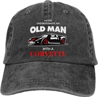 Las gorras de pelota nunca subestiman a un anciano con un Corvette (3) unisex vintage de béisbol Gap de mezclilla lavada con el sombrero de papá ajustable de algodón Vaquero L230208