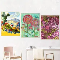 Dipinti Gatyztory 3pc/set telaio vernice ad olio per numero di colori Flower Picture dipinte su tela decorazione per il soggiorno domestico