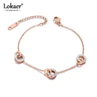 Link Chain Lokaer Titanium Stainless Steel White Clay Circle Charm Bracelets For Women Girls Gold Plated Chain Link Bracelet Jewelry B19112 G230208