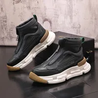Winter Fashion New High Tops For Men Suede Patchwork Thick Bottom Shoes All Match Causal Loafers Sports Walking Sneakers