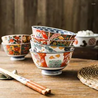 Bowls Japanese Ceramic Rice Bowl High-footed Household Tableware Ramen Mixing Soup Salad Large CN(Origin)