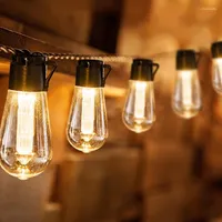 Strings Retro Bulb LED Solar String Lights Lamp Holiday Christmas Decoration Light Garland For Outdoor Garden Furniture Patio