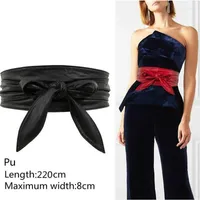 Cinturones Zly 2023 Mujeres Laces Up Bownot Bownot Long -anchos Vintos de cintura Bow Damas Decoración de Vestidos PU Metarial