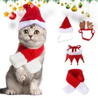 Dog Apparel 1 Set Pet Scarf Super Soft Headgear Friendly To Skin Keep Warm 4 Pieces Christmas Cat Hat Costumes Supplies