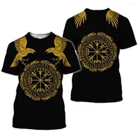 Men's T Shirts Fashion 3D Viking Tattoo Print Shirt Men Summer Funny Pattern Street O Neck Unisex Top